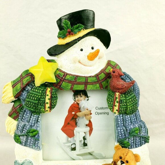 Light up Snowman Picture Frame Holds 3.5" x 3.5" Picture 8.5" Tall Christmas - Picture 3 of 9